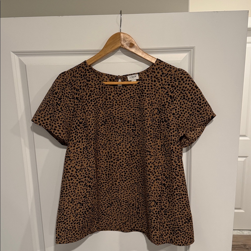 J. Crew Brown and Black Leopard Print Blouse